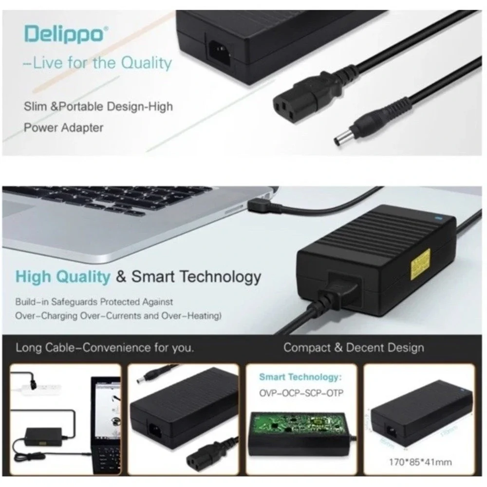 Delippo‎ Laptop Charger 110-240VAC 2.4A 19.5v 11.8A 230W Gaming Laptop